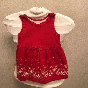 Red and white knit girls dress